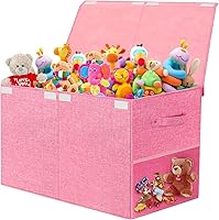 Vista 14 de Caja grande de almacenamiento de juguetes con tapa, organizador de almacenamiento de juguetes mejorado con divisor plegable para niños y niñas, sala