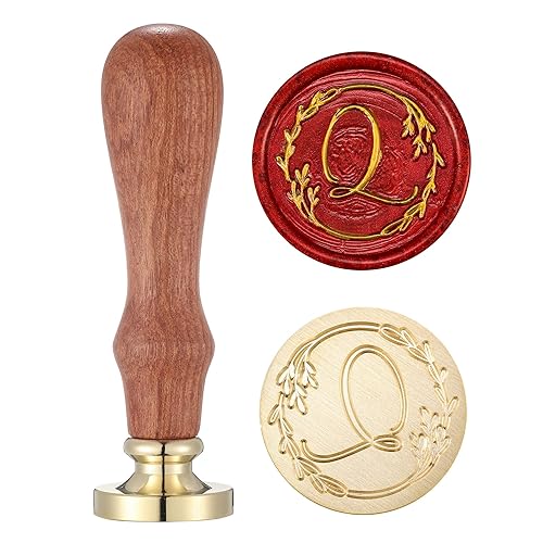 Miniatura 8 de Yoption Sello de cera escrito a mano, letra A, alfabeto inicial vintage con sello de cera de sellado de rama de olivo