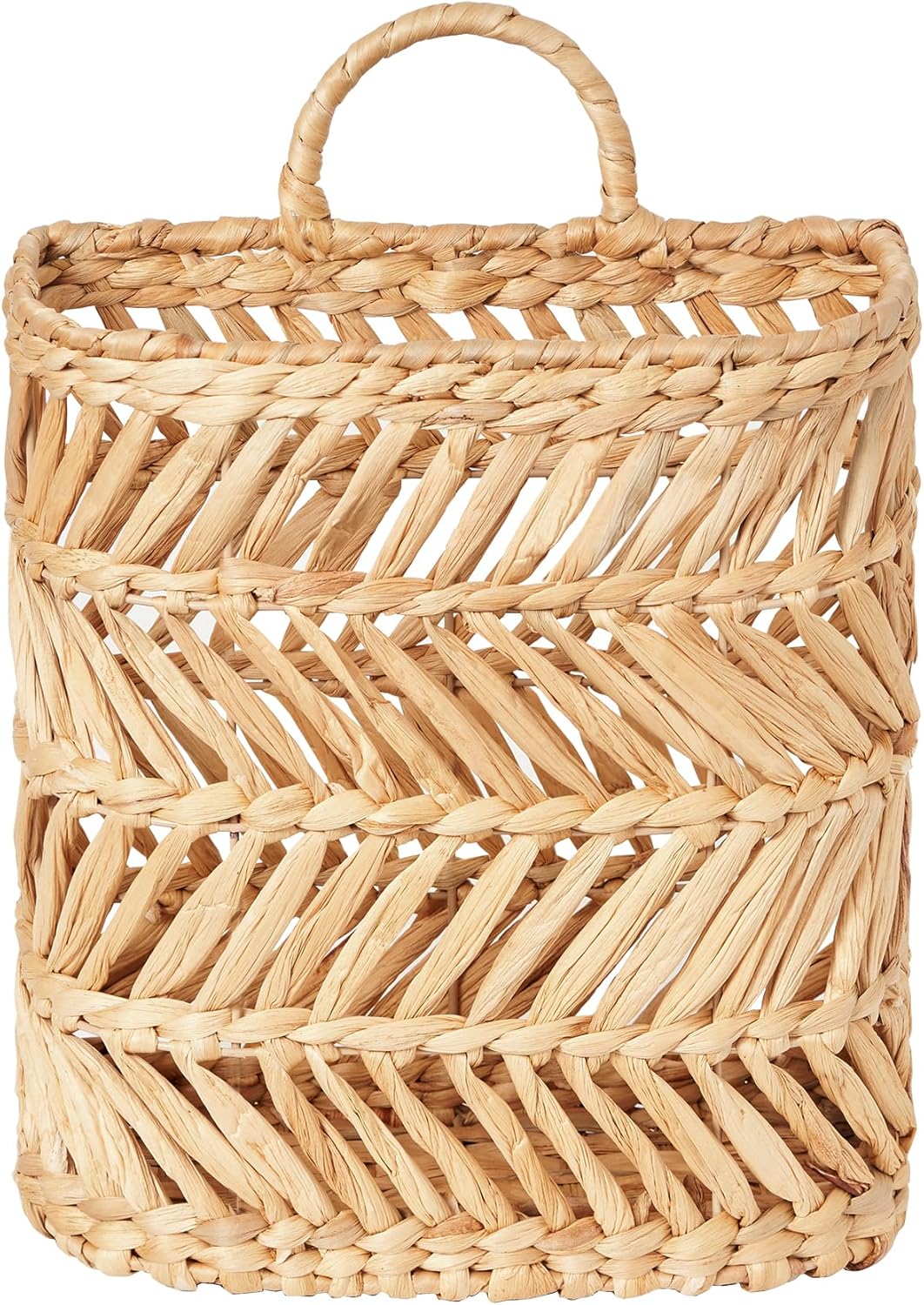 Hanging Basket for Front Door & Wall - Large Farmhouse Outdoor Planter, Holds Plants Mail Flowers, Woven Water Hyacinth Organizer, 12x10.5x5.3in