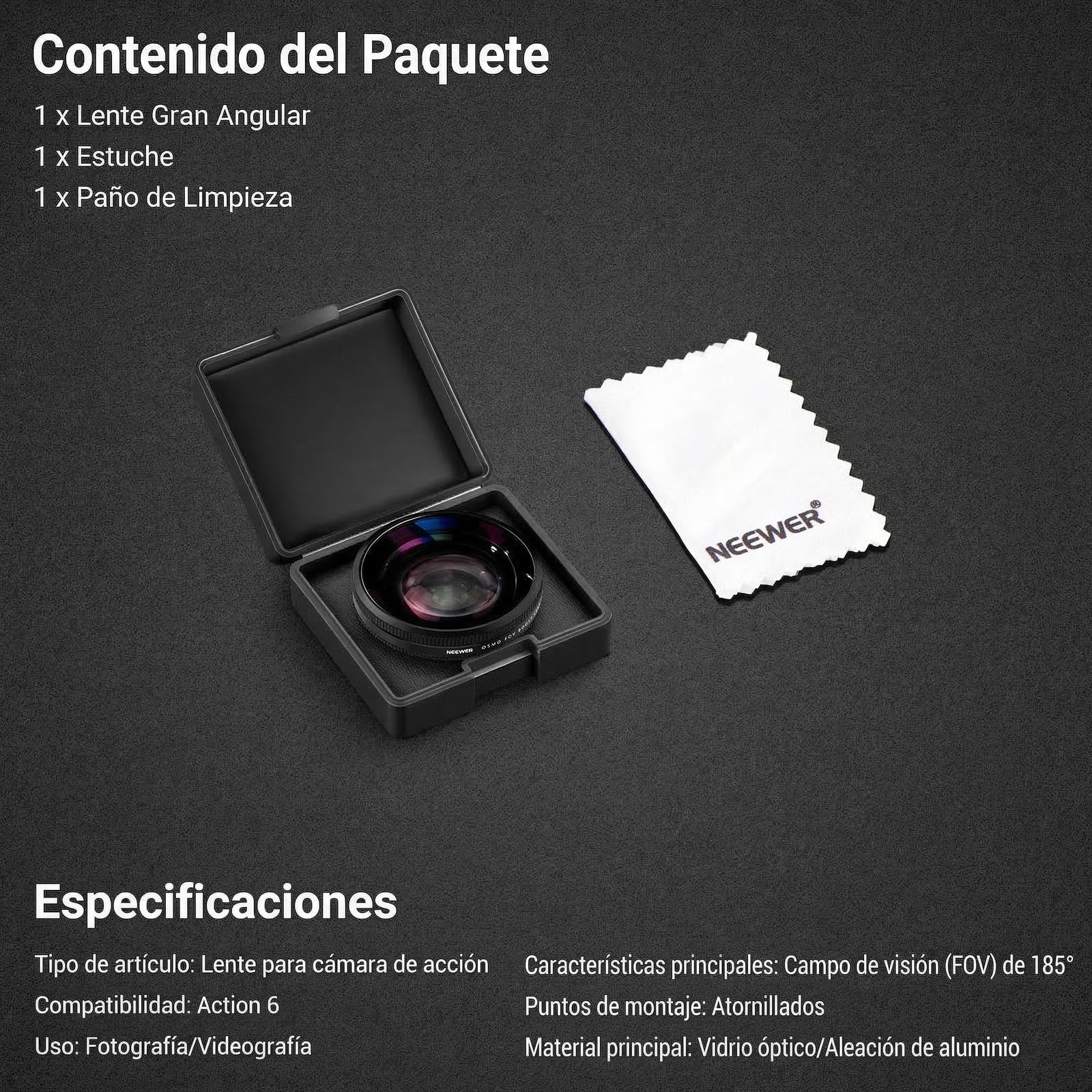 NEEWER Lente Gran Angular Compatible únicamente con dji Osmo Action 6