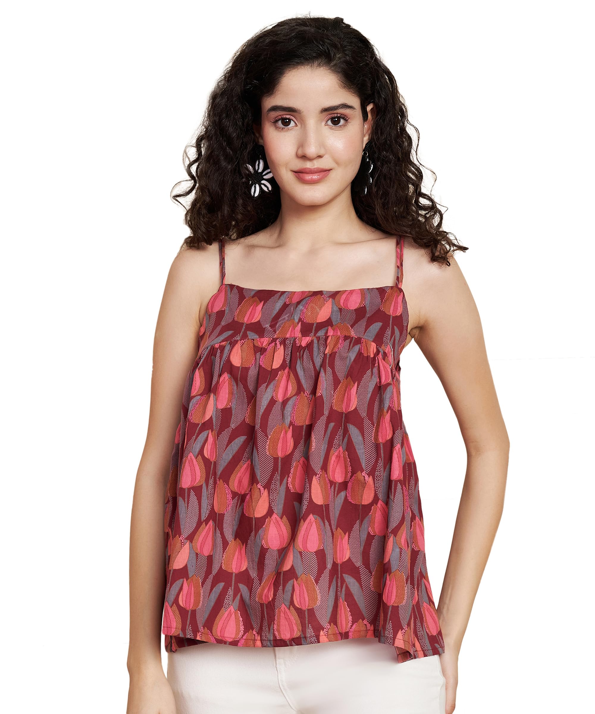 Jaipuri Cotton Sleeveless Printed Peplum Top for Women