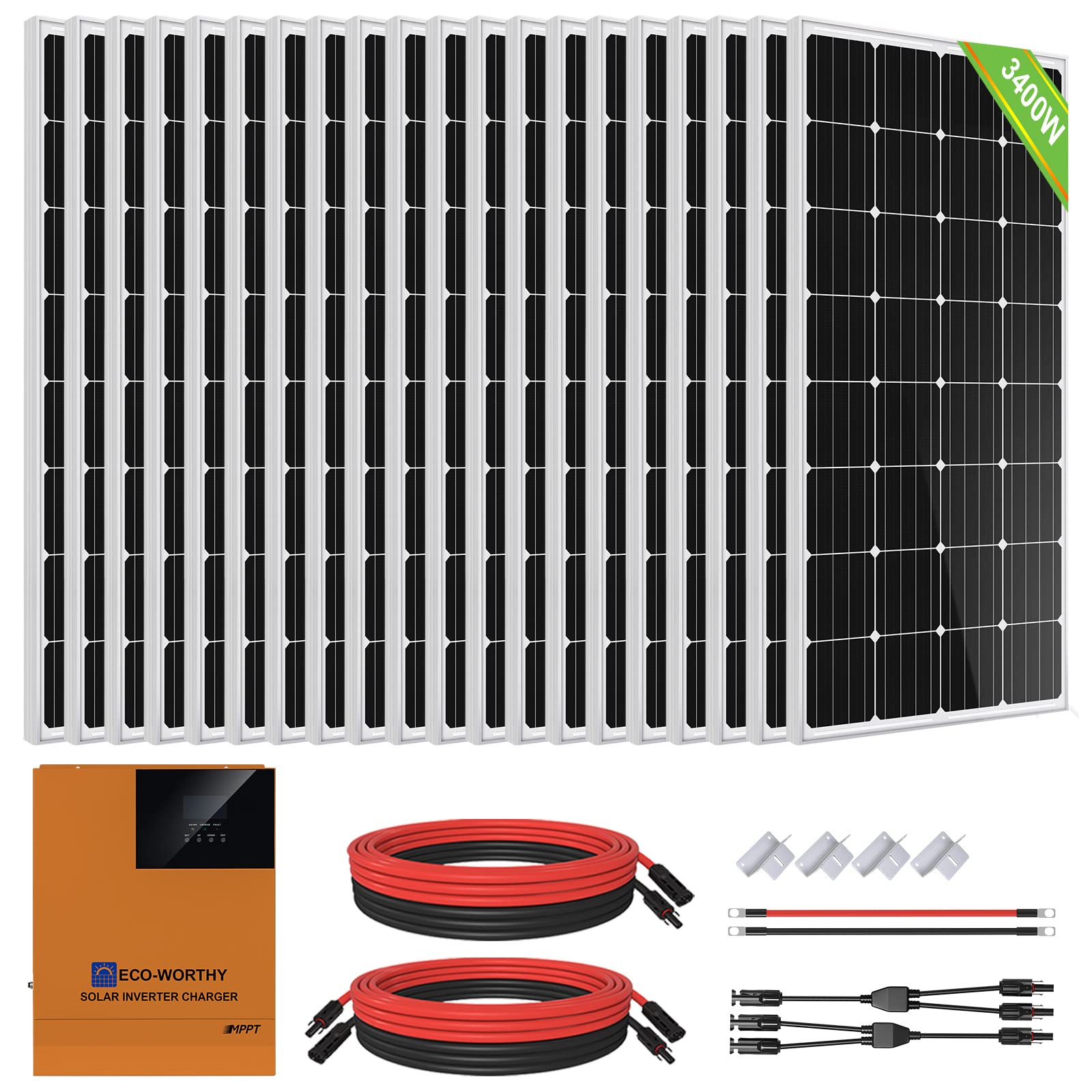 Buy ECOWORTHY 13.6kWh/Day Solar Power System 3400W Off Grid Solar