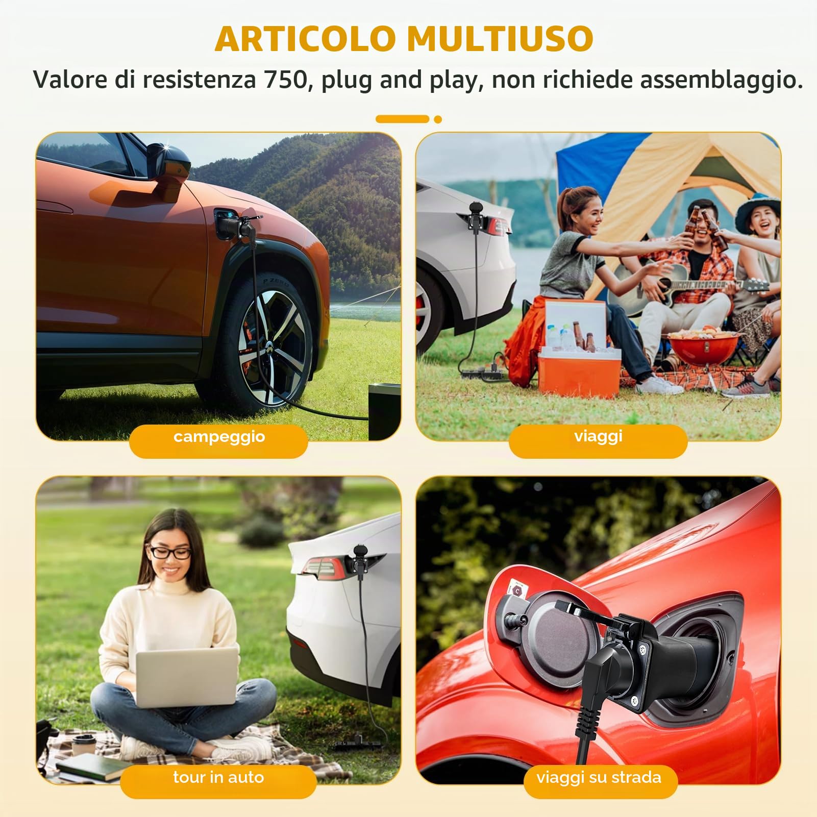 Adattatore V2L per Auto, Adattatore Tipo 2 Schuko 3.5kW 16A 220V per MG4 MG5 ZS MARVEL R IP54 UL94 V-0 per Emergenza Campeggio Alimentazione Dispositivi