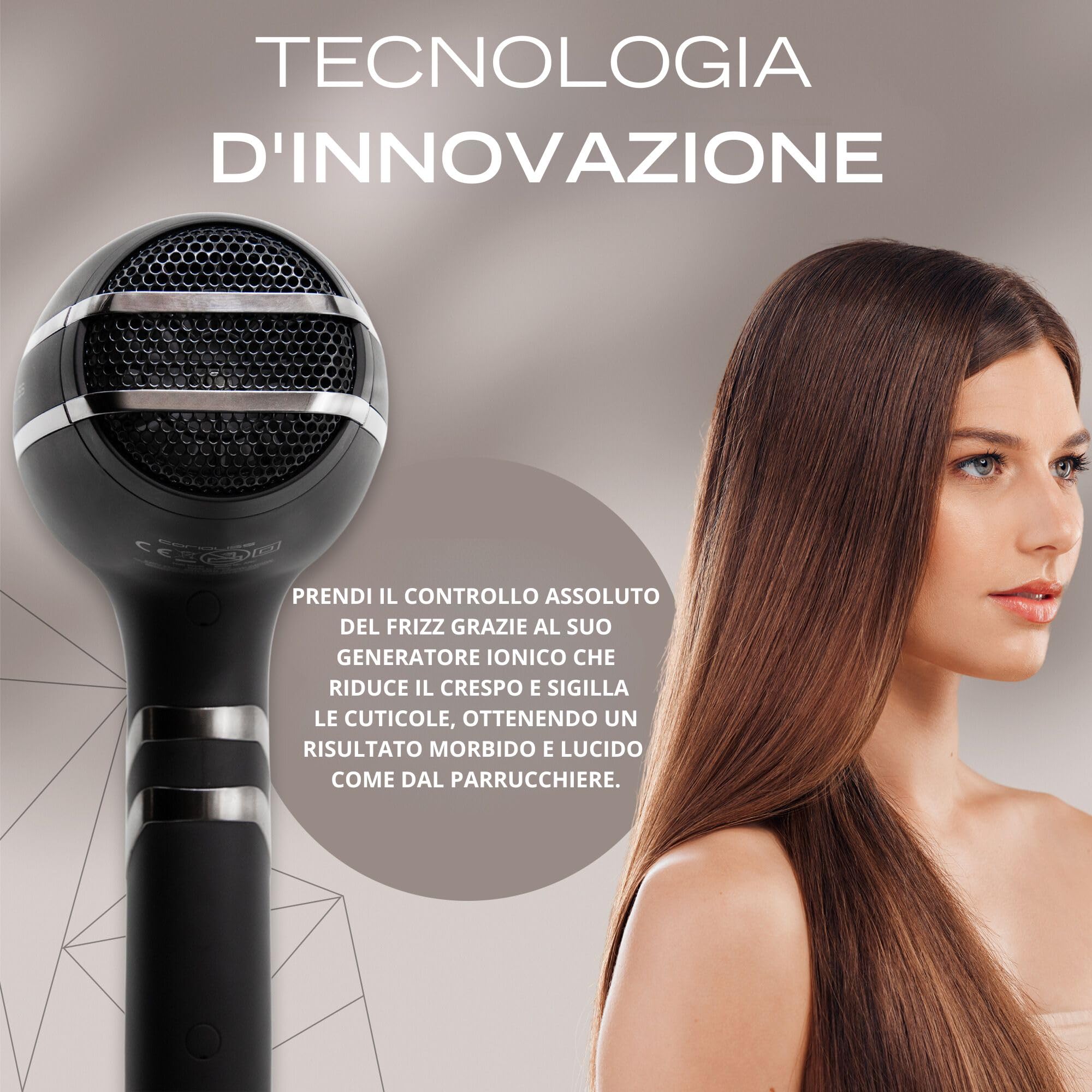 Corioliss ARC Asciugacapelli Professionale Ionico | Silenzioso 75 dB | Leggero 430 g | Motore BLDC Ultima Generazione | Estremamente Potente 2400 W | Phon per Capelli.