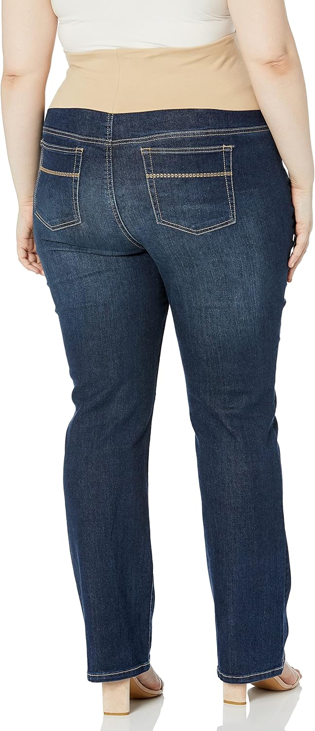 Three Seasons Maternity Womens Plus Size Bootcut Denim with Neutral Belly Band - Image 2