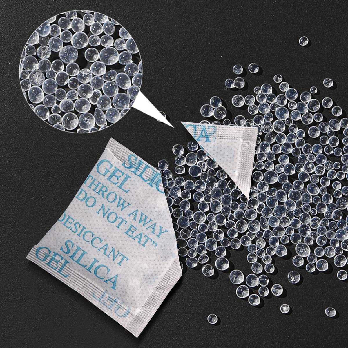 Gel de sílice desecante para almacenamiento de alimentos, 100 bolsitas absorbentes de humedad
