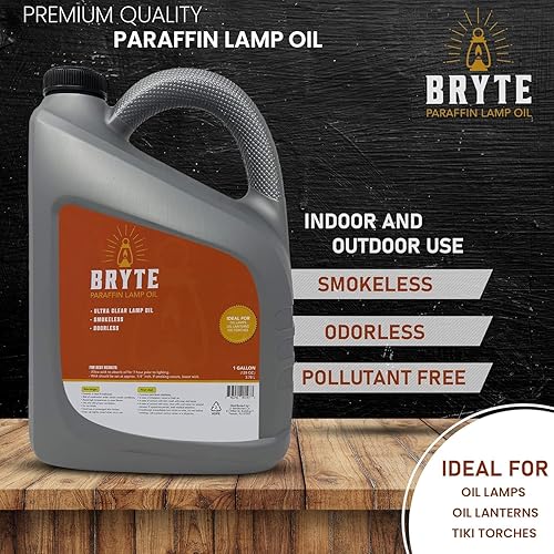 Miniatura 5 de Bryte - Aceite de lámpara de alta calidad, 1 galón, parafina transparente y limpia, inodoro, adecuado para uso en interiores y exteriores, viene con