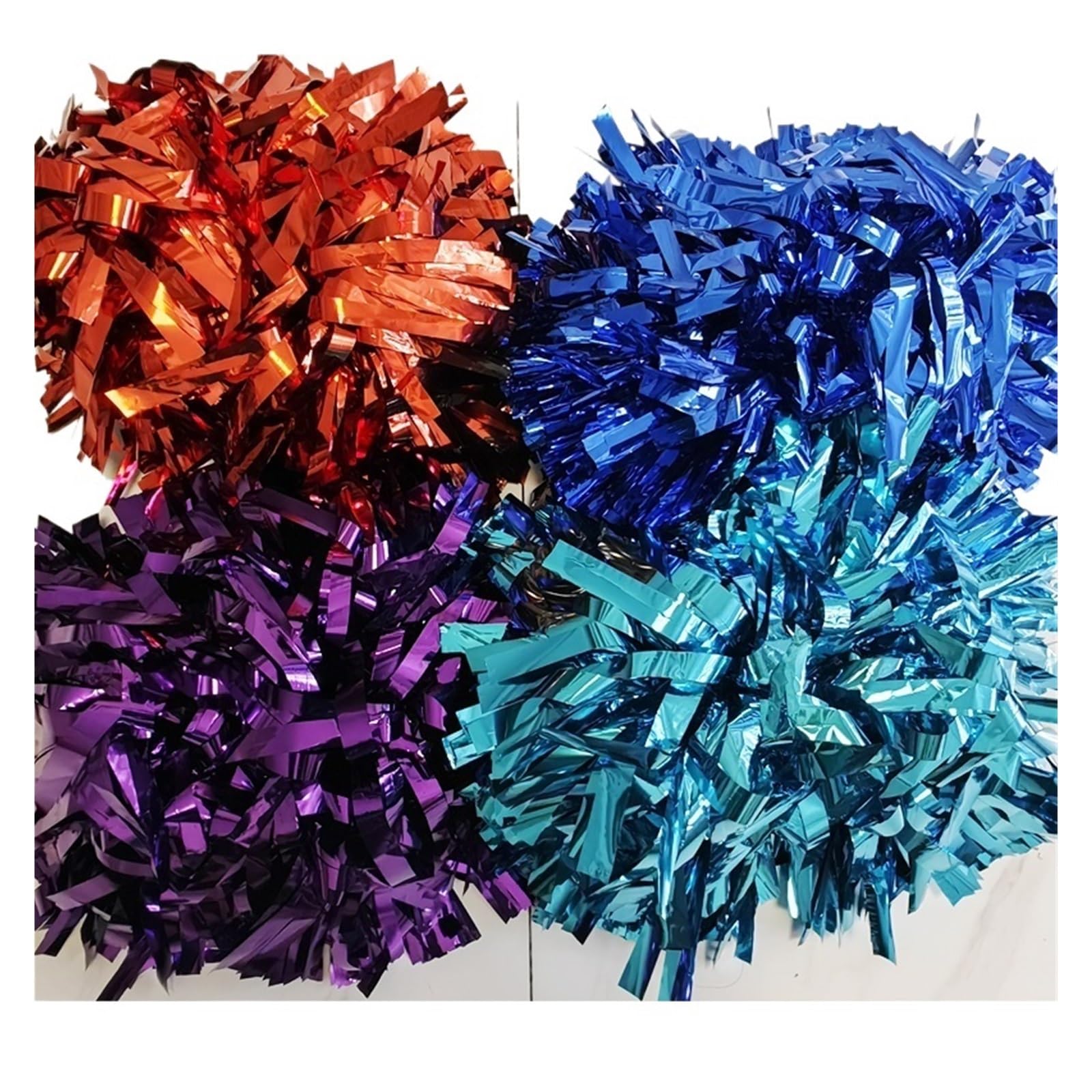 Cheerleader Pompons Cheerleading-Pompon, metallisch, weiß, Regenbogenfarbe
