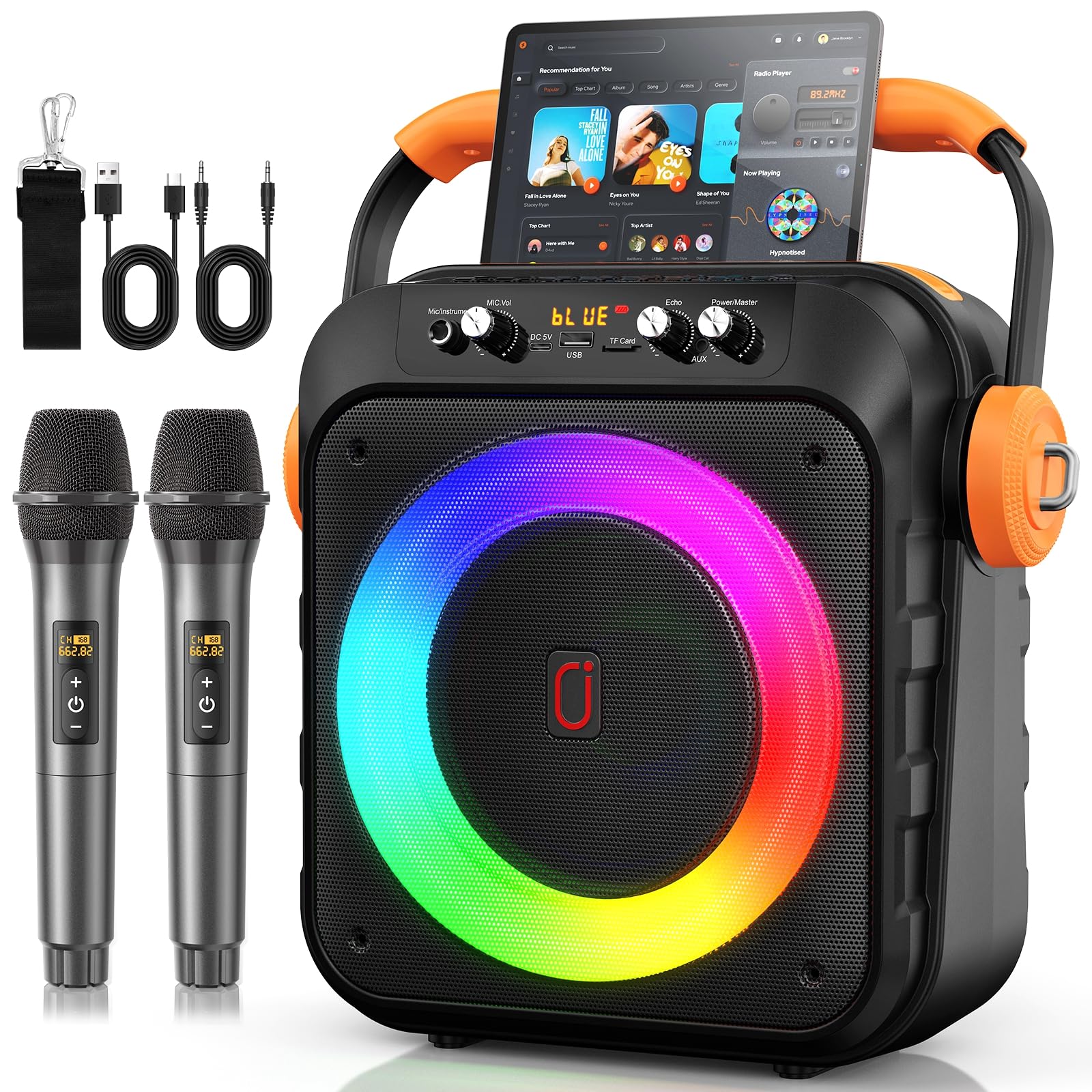 Amazon | JYX 80W ポータブルBluetoothスピーカー 6.8インチサブ
