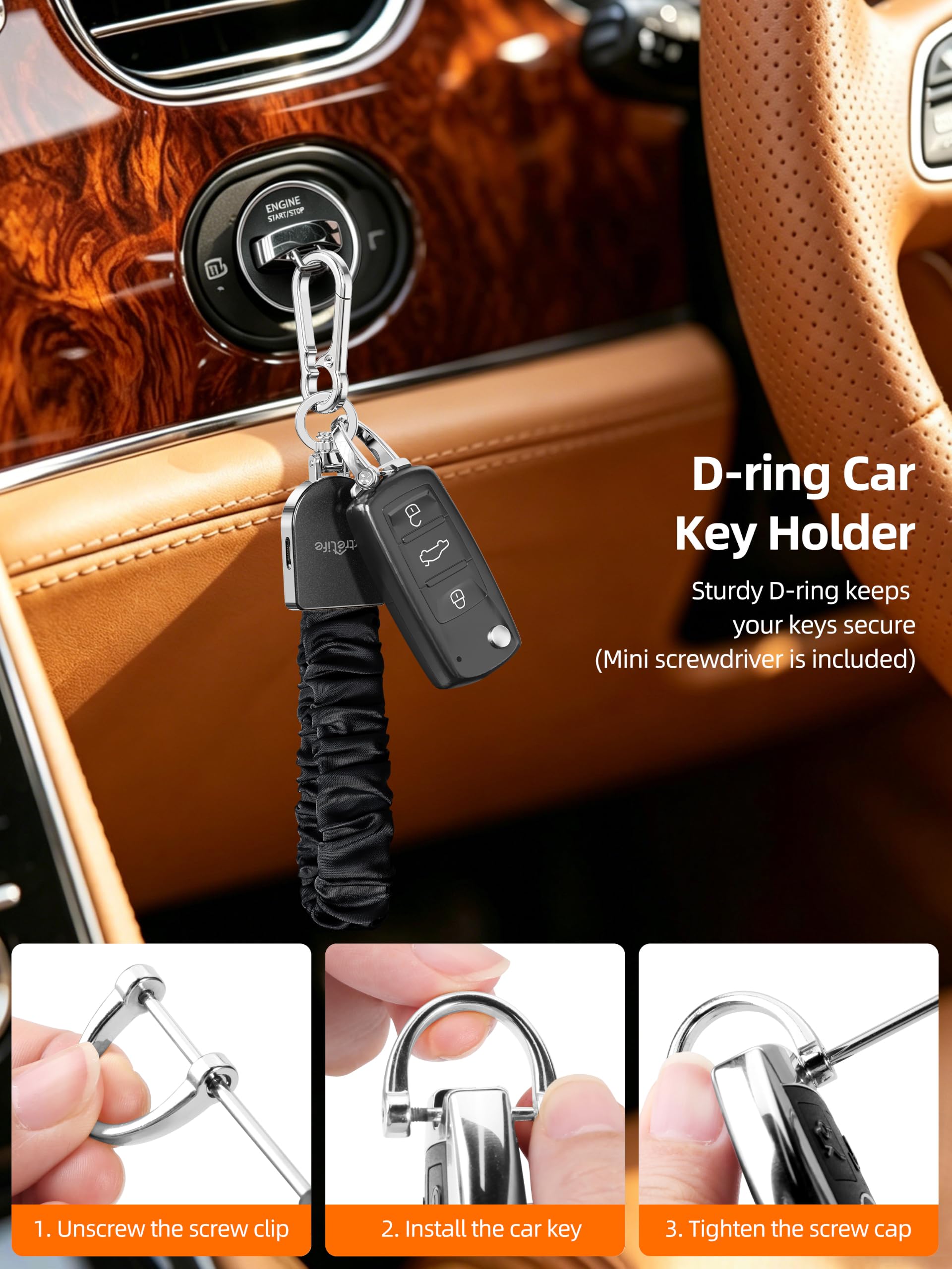 Portachiavi da polso, funziona con Apple Find My, elastico elastico per donne e uomini, portachiavi per auto con localizzatore GPS, cercatore di chiavi intelligenti, ricaricabile, nero e argento