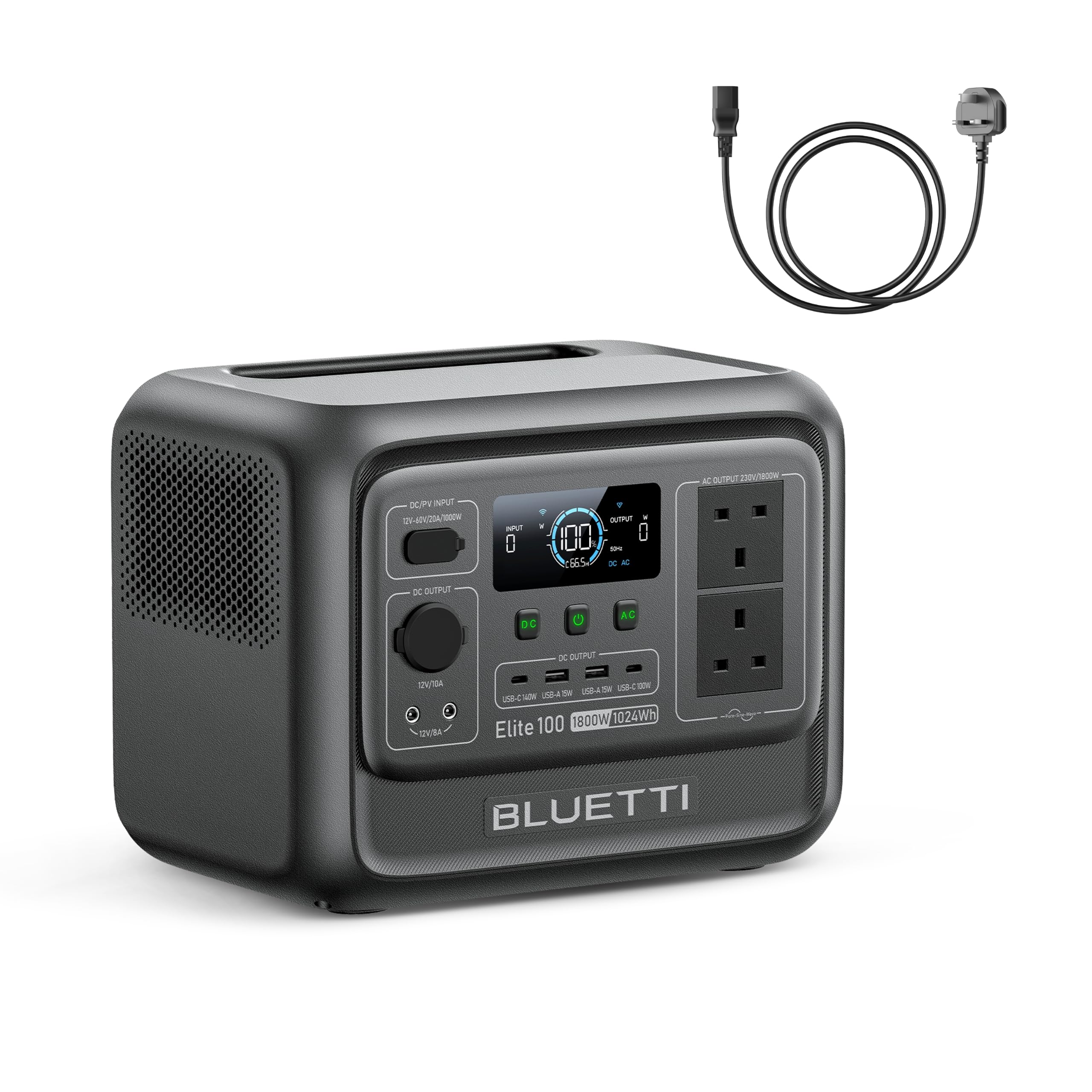 BLUETTI Elite 100 V2 Portable Power Station 1024Wh 1800W Generator Elite 100 V2 & AC Cable
