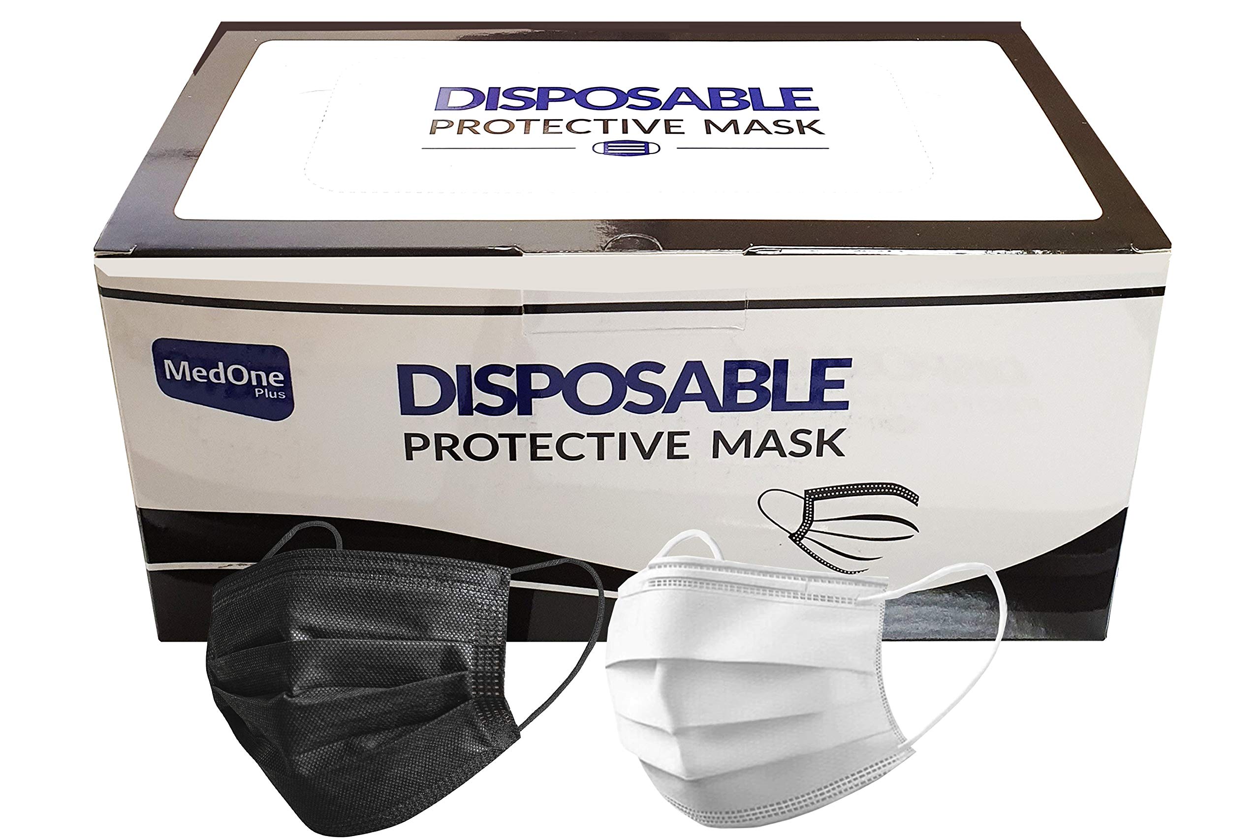 Premium 3-layer FACE MASK COMBO UAE (WHITE 50PCS/BOX + BLACK 50PCS/BOX)