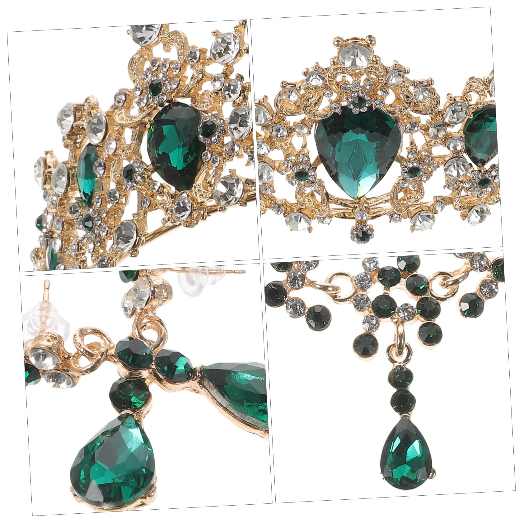 KOMBIUDA Conjunto de Joyería Elegante para Novia con Collar y Pendientes Blancos Accesorios para Vestido de Boda y Fiesta para Mujeres