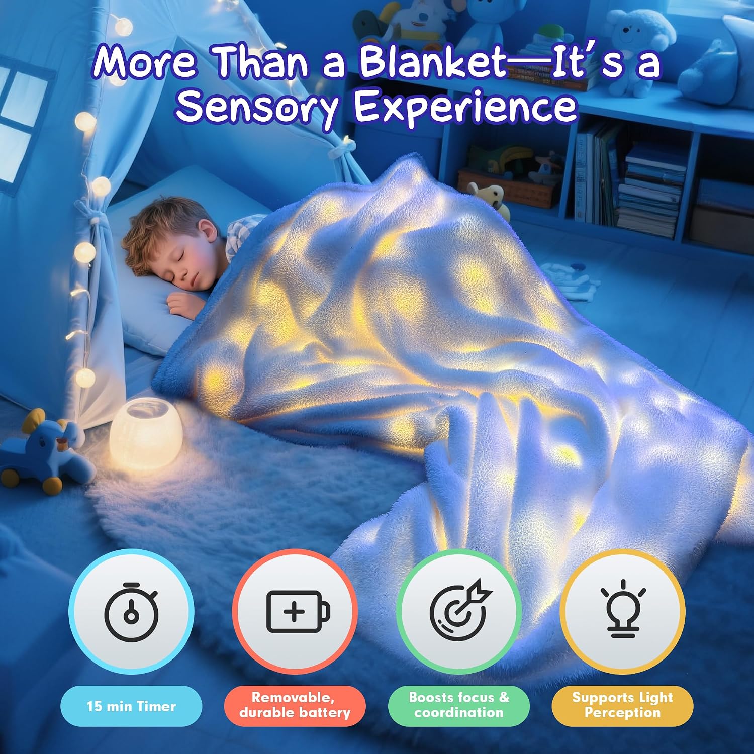 Glow Hug Sensory Blanket – Light Up LED Throw for Kids | Birthday for Boys Girls with Remote, 8 Soothing Colors – Super Soft Plush, Cozy for Bedtime & Everyday Calm (47''×63'')