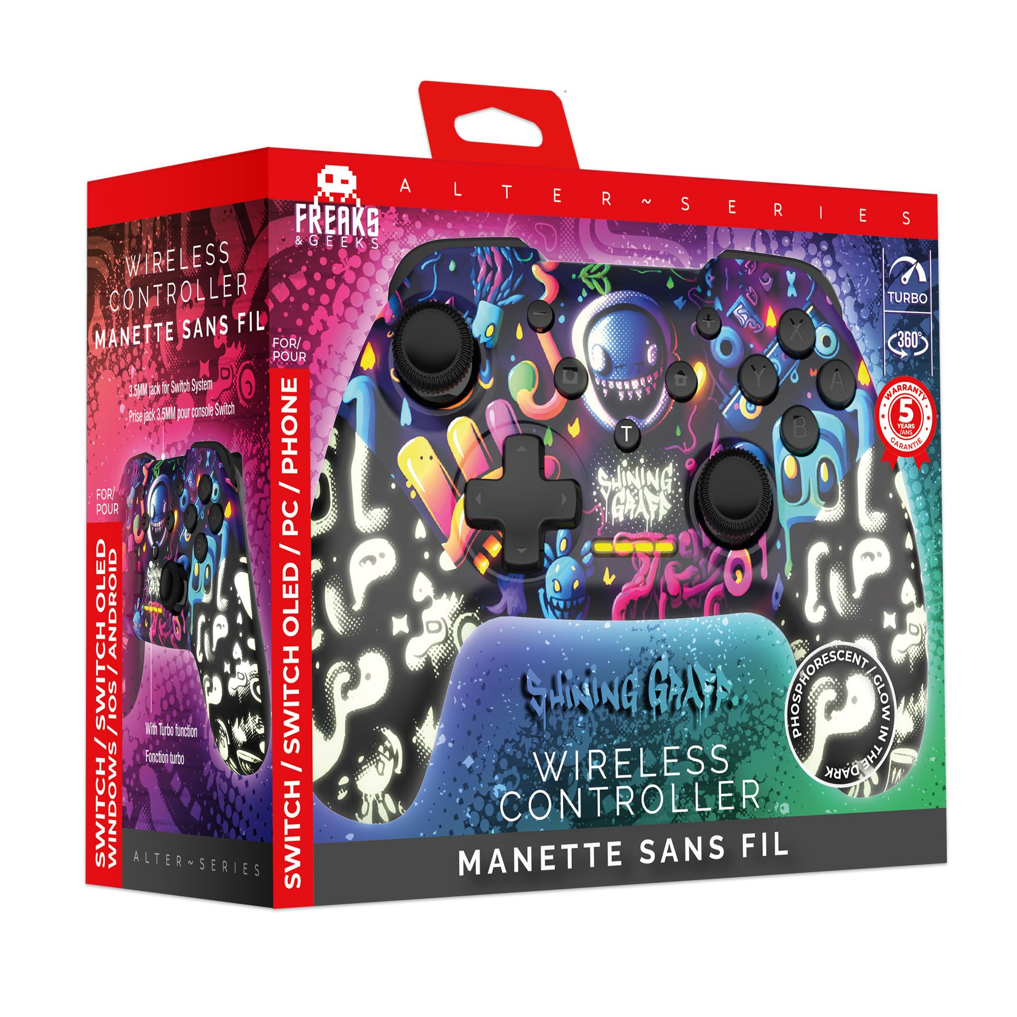 Freaks And Geeks - SWITCH & PC Wireless Bluetooth Controller - Shining Graff - Phosphorescent