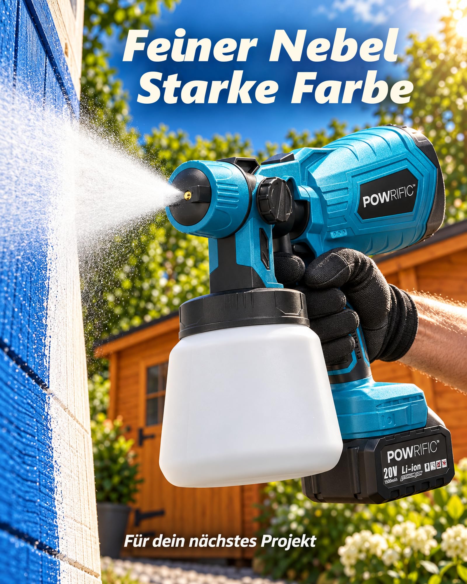Akku-Farbsprühsystem mit 2 Akkus und Ladegerät, 1000 ml