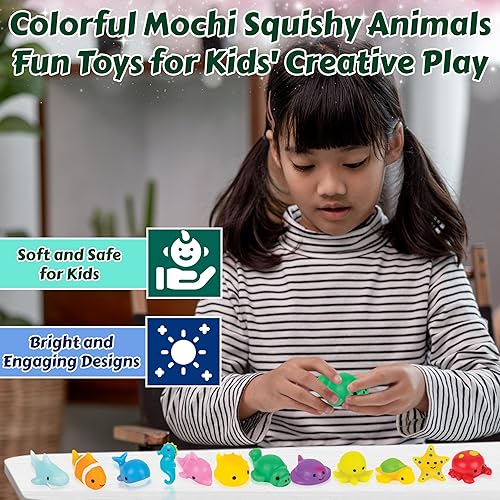 Miniatura 2 de Forest & Twelfth Juguetes blandos para niños Sea Life Mochi, divertidos mini kawaii Squashables para niños y adultos, grandes recuerdos de fiesta,