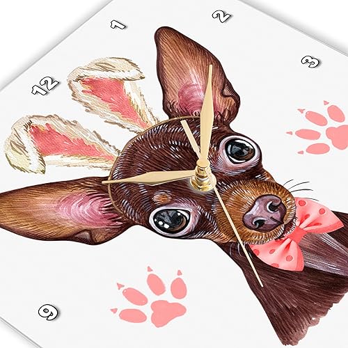 Miniatura 3 de 3dRose Cute Little Russian Toy Terrier Dog Dressed Up Like The Easter... - Wall Clocks (dpp-378967-3)