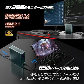 ONEXPLAYER ONEXGPU Lite Portable eGPU External Graphics Board USB4/OCulink Connection, HDMI/DisPlayPort Video Output Radeon RX 7600M XT GDDR6 8GB