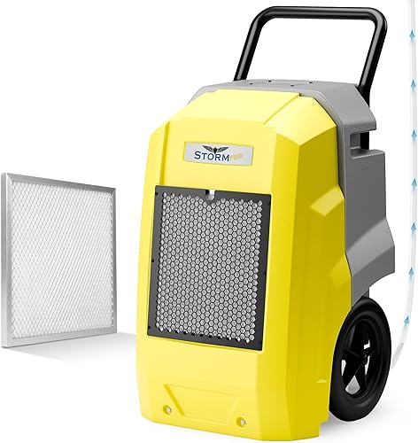 AlorAir Deshumidificador comercial de 180 pintas con manguera de drenaje de bomba, deshumidificador inteligente Wi-Fi para sótano grande, espacio