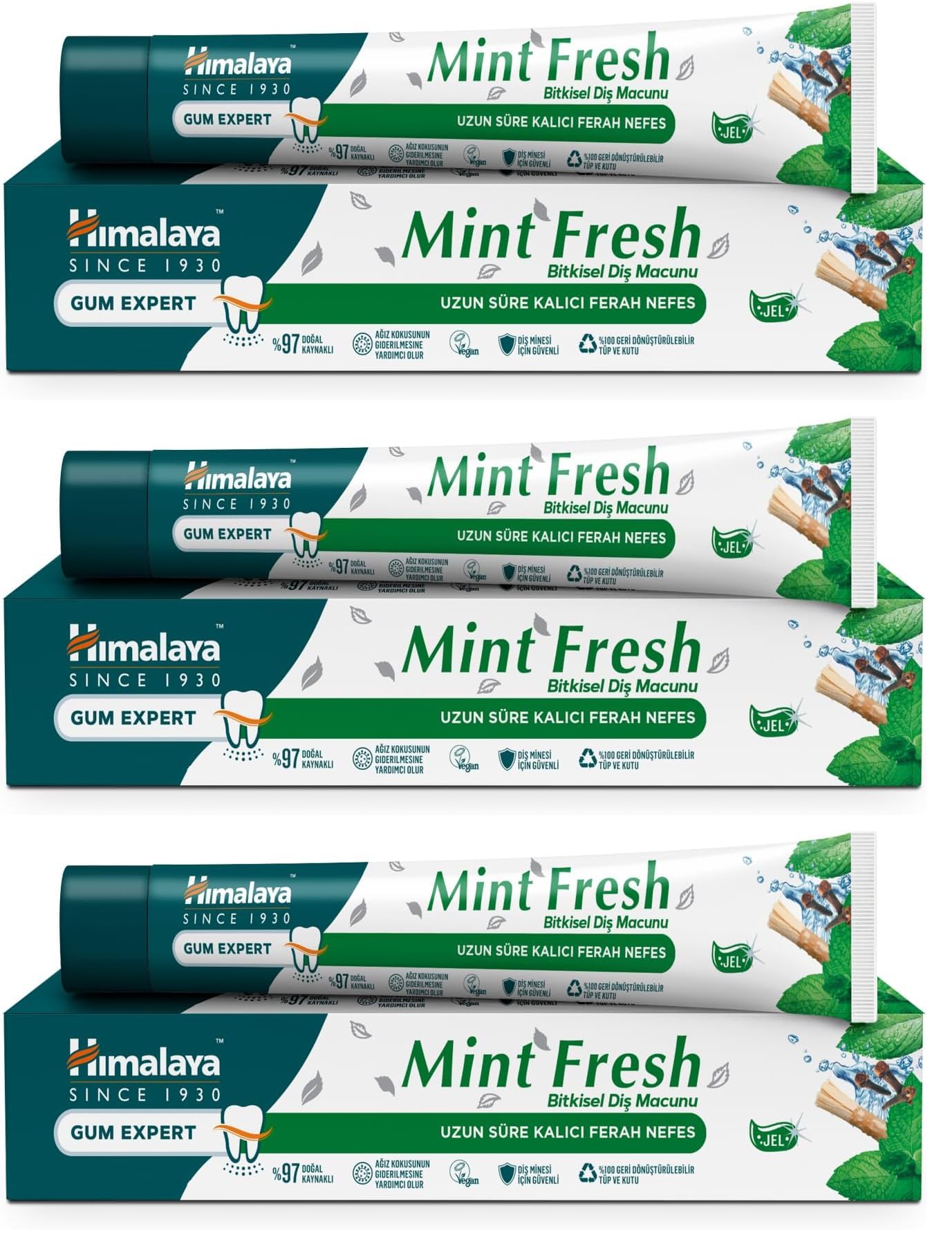 Himalaya Since 1930 Nane Ferahlığı Bitkisel Diş Macunu, Florürsüz, Parabensiz, Vejeteryan, Ferah Nefes, 75 ml (3 paketi)