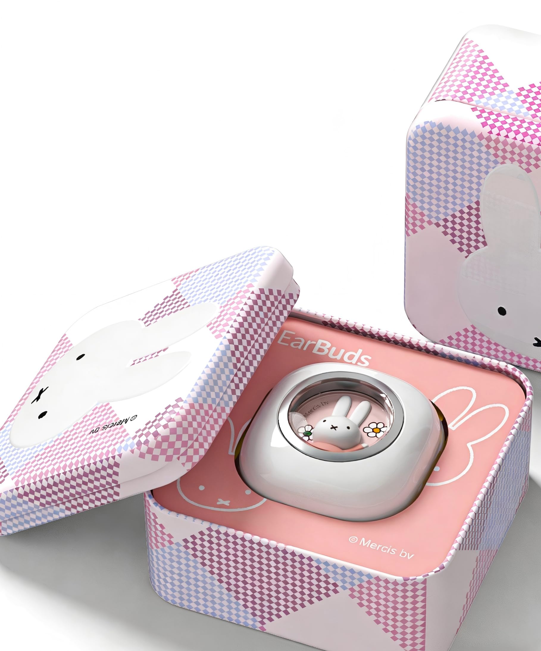 MiPow x Miffy Miffy Earbuds-Pro Bluetooth 5.3, IPX5 Waterproof Sweatproof for Sports, HD Stereo Heavy Bass, Fast Charging 30H Battery Life, Cute 3D Iron Box & Miffy Doll Design (Pink)
