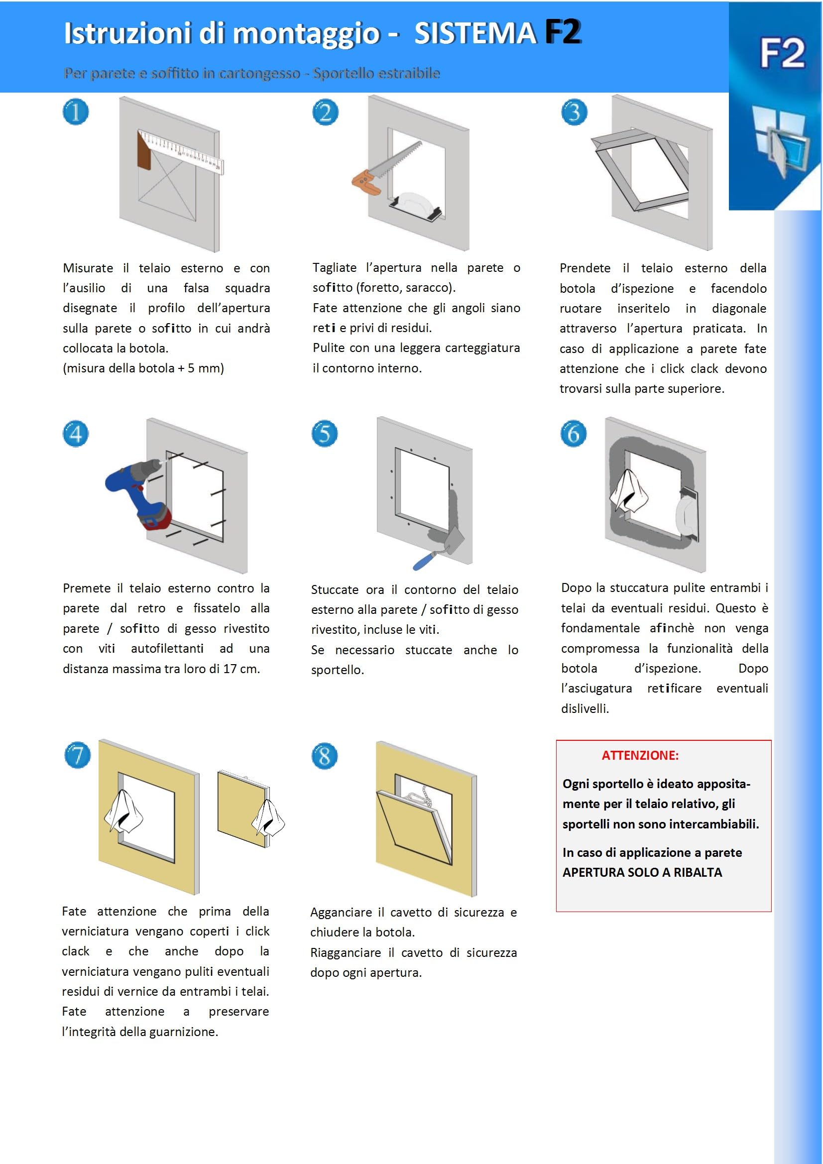 Botola per ispezione per cartongesso Standard - Fuori Standard | Fuori Misura | Tutte le misure (60x100)