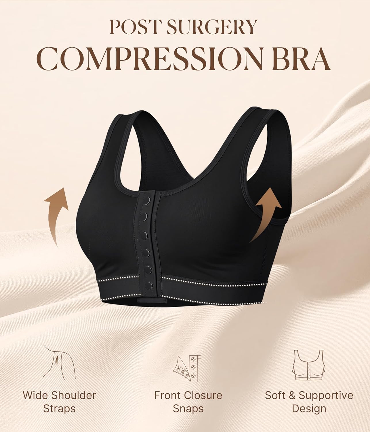 BRABIC Surgical Bra Front Closure - Comfort Compression Mastectomy Bras for Women Post Surgery with Full Coverage - Image 6