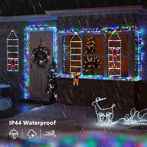 Miniatura 4 de Luces LED de escalera con Papá Noel escalador, 2.5 pies, luces decorativas de Navidad para interiores, 8 modos, árbol de luces de Navidad para el