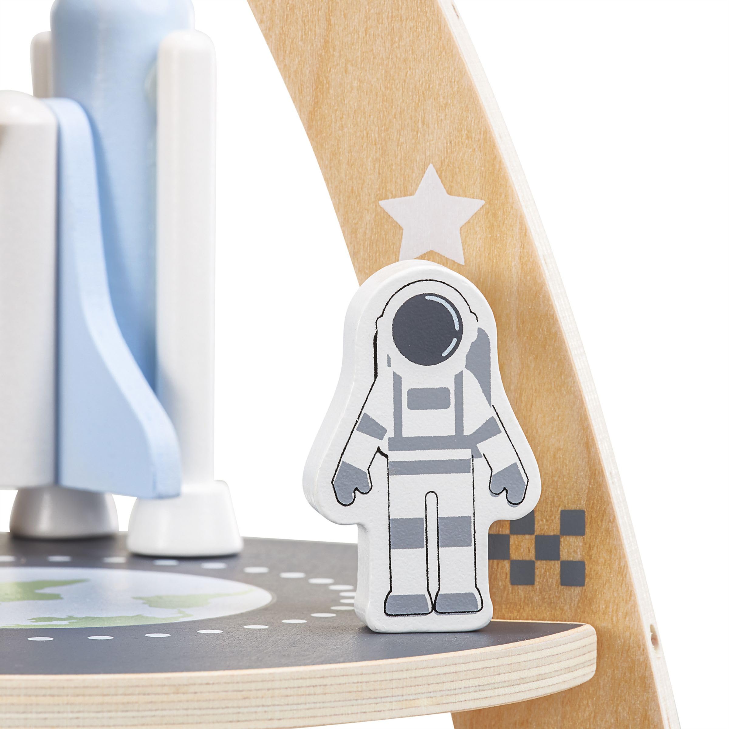 mamabrum Holz-Rakete Spielzeug Set mit Astronauten, Raumschiff & Weltraum-Zubehör - Pädagogisches Rollenspiel für Kinder ab 3 Jahren - Sicheres Holzspielzeug (8 Teile)