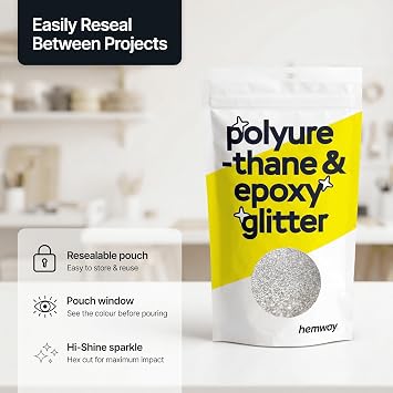 Hemway Resin Glitter Silver 100g Chunky Polyurethane & Epoxy Glitter