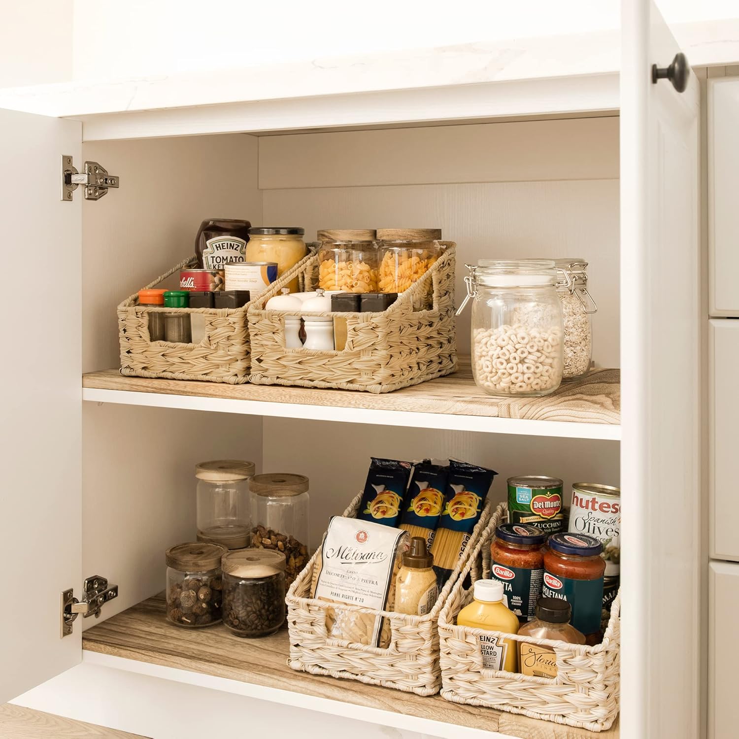 GRANNY SAYS Bundle of 2-Pack Wicker Baskets with Handles & 2-Pack Wicker Baskets for Shelves