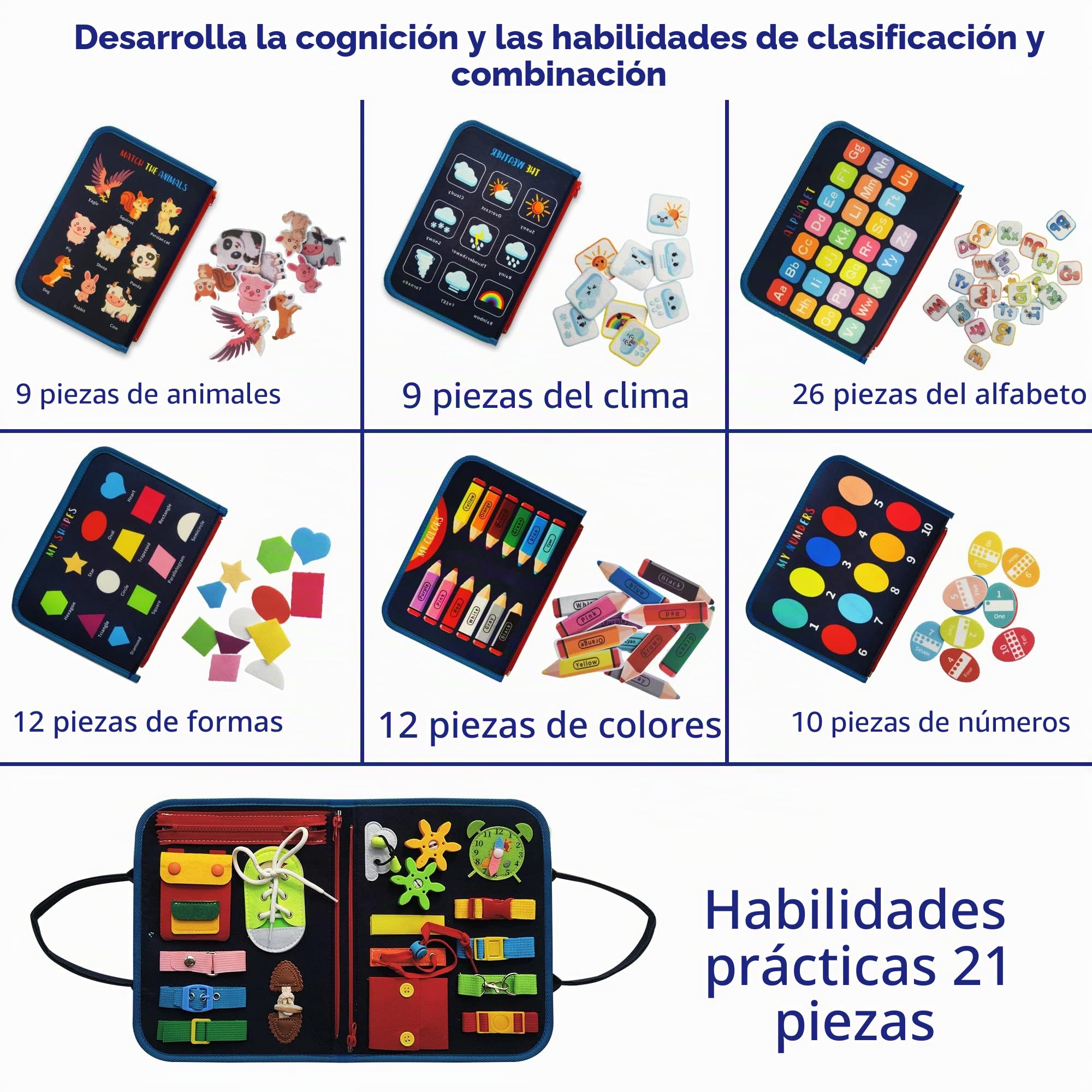 LearnToy Busy Board - Juguetes de Dinosaurio Montessori de 1 2 3 años - Juguetes sensoriales para Autismo - Juguetes de Viaje para niños - Tablero de Actividades Regalo para niños y niñas.
