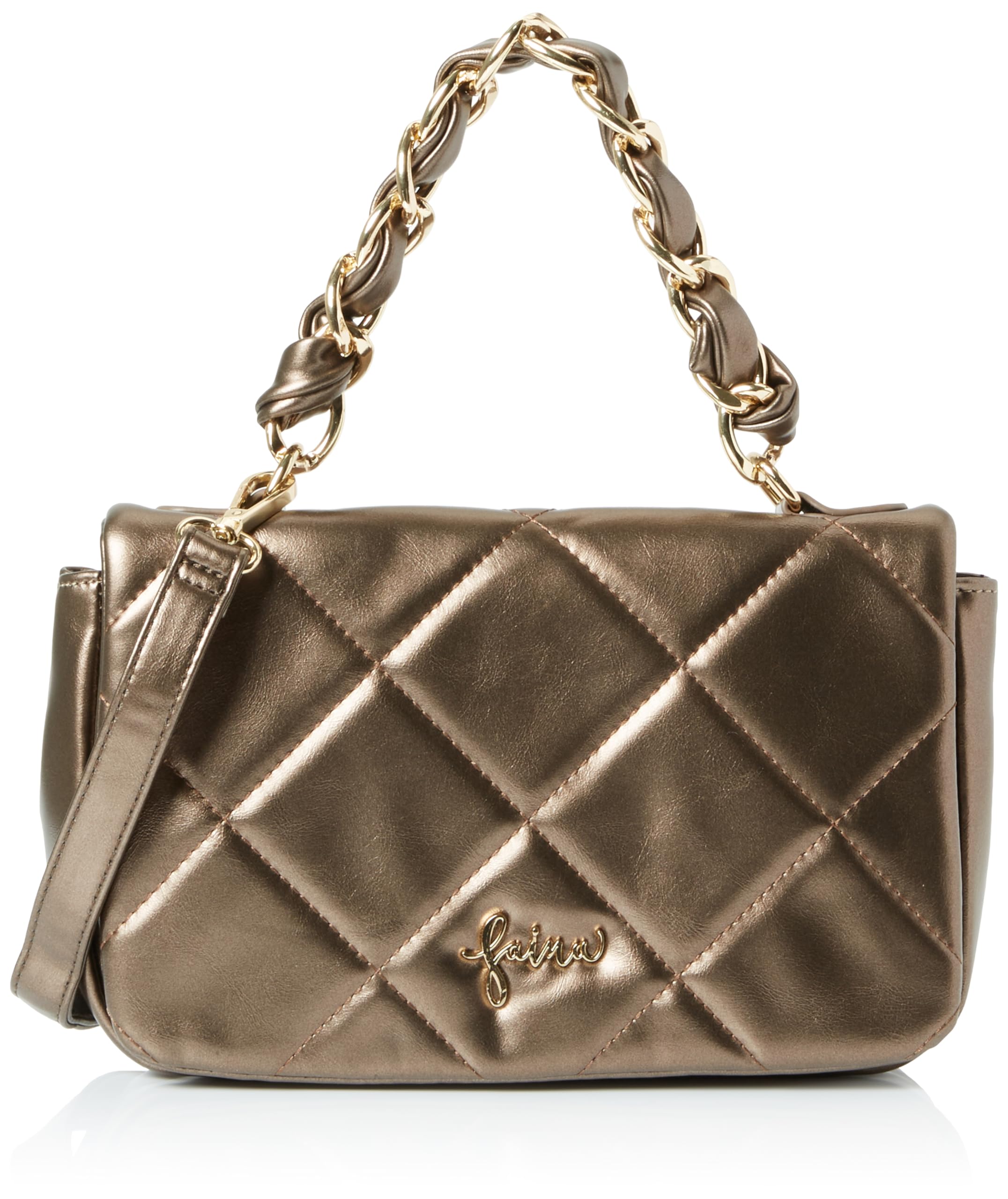 NAEMI Women's Shoulder Bag in Metallic Look, Dark Gold, One Size