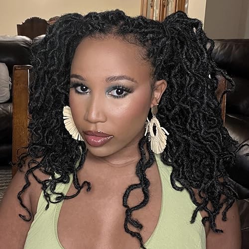 Miniatura 2 de ToyoTress Pelo de ganchillo de imitación boho  12 pulgadas, 8 paquetes de cabello bohemio negro natural con extremos rizados para mujeres negras,