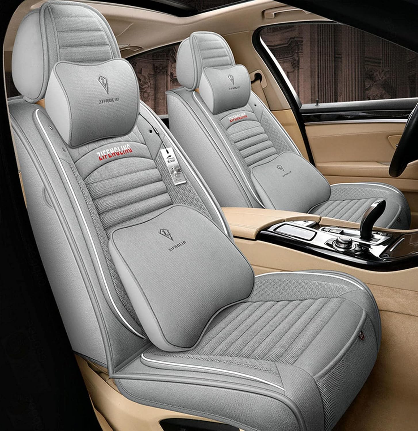 Car Seat Covers Seats, Linen Car seat Cover Universal Four Season seat Cushion high-end Breathable wear-Resistant Fiber,B