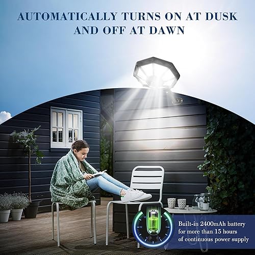 Miniatura 4 de Luces solares para exteriores  6500 K luces solares de calle para exteriores, sensor de movimiento y luz de inundación del atardecer al amanecer,