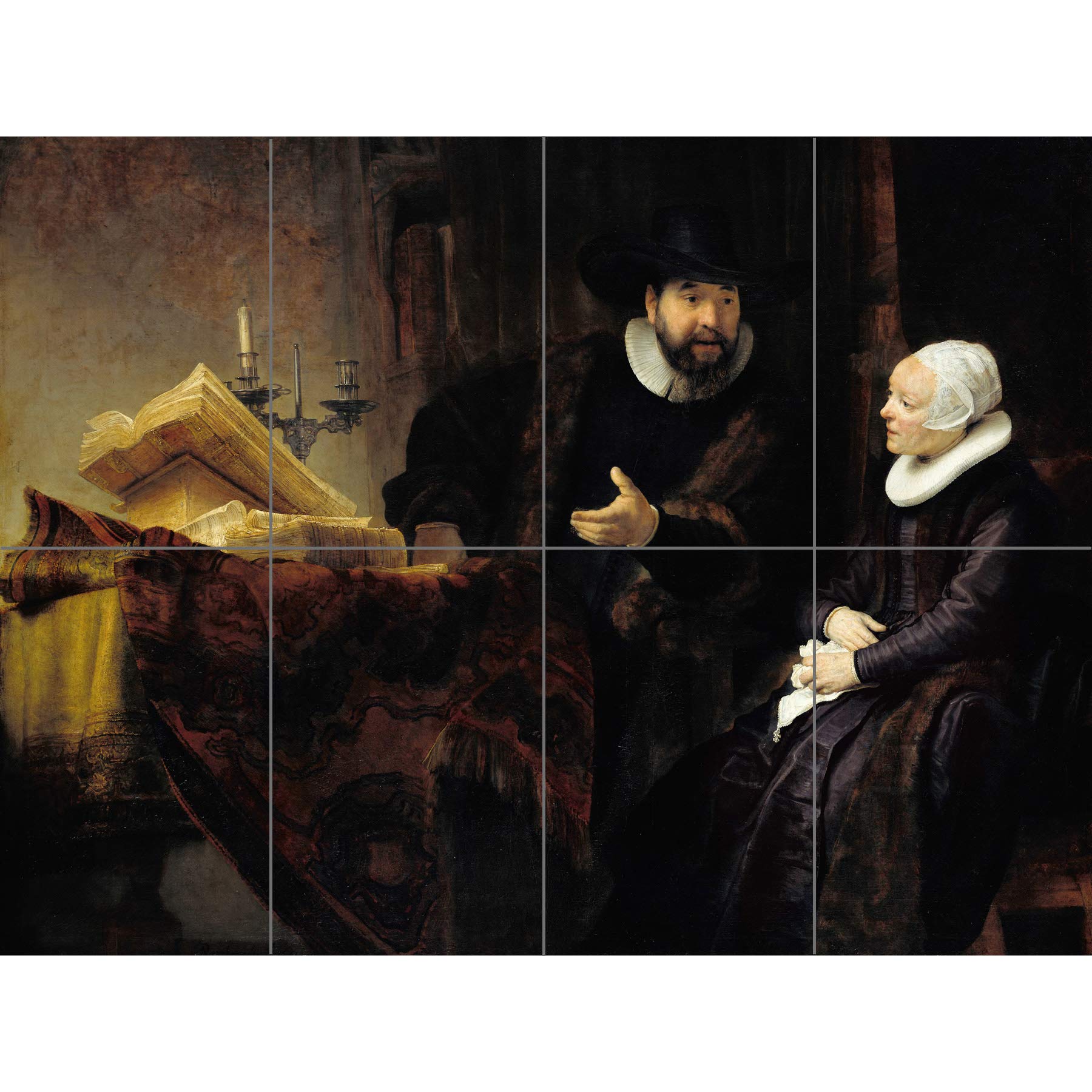 Artery8 Rembrandt The Mennonite Preacher Anslo And His Wife XL Giant Panel Poster (8 Sections)