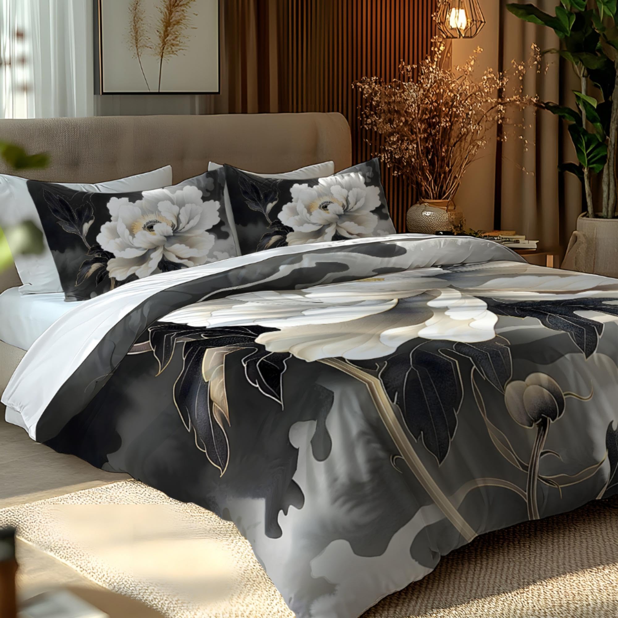 Parure de lit en coton pivoine 155x210 pour une chambre printanière