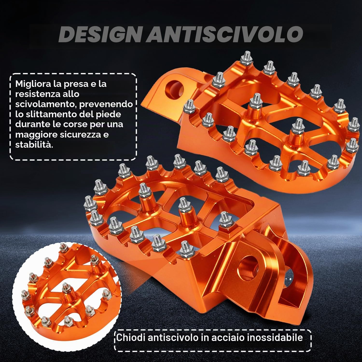 Pedane Moto CNC,Pedali Poggiapiedi per 65-990 SX SXS SXS-F EXC MXC EXCG SX-F EXC-F XC XC-F SMR TE TC FE FC 85-501 Arancia