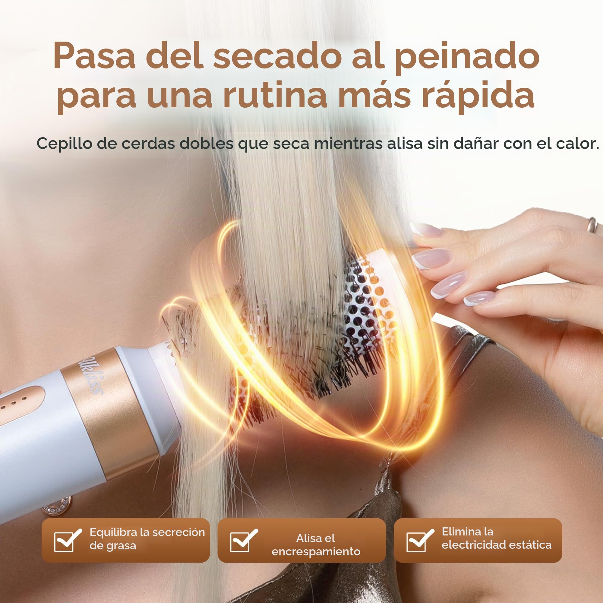 UKLISS Secador Pelo Profesional & Airstyler 7 en 1 con Rizador Pelo Automatico | Cepillo Pelo Redondo | Cepillo Alisador Pelo | Thermal Brush | Airstyler Set Regalos para Mujeres Styling - Blanc