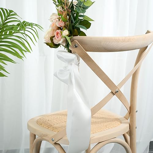 Miniatura 6 de DINDOSAL Cinta de satén de 3.0 in (blanco, 10 yardas)