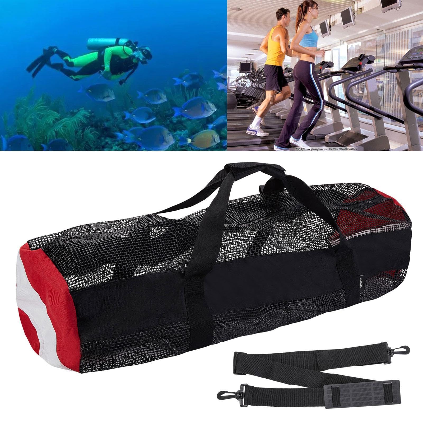 Borsa da immersione in rete, borsone in rete ispessita con tracolla | attrezzatura subacquea con cerniera, borsa da spiaggia pieghevole, ad asciugatura rapida, per immersioni subacquee, sport acq