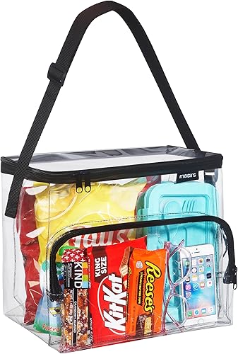 Miniatura 1 de Masirs Bolsa de almuerzo transparente, de plástico PVC duradero, con asa ajustable para el hombro, para oficiales correccionales de prisión,