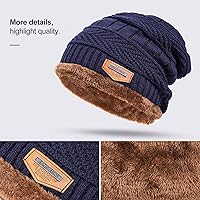 Vista 4 de Conjunto de bufanda y gorro de invierno, gorro cálido con forro polar, gorro de punto grueso para hombres y mujeres