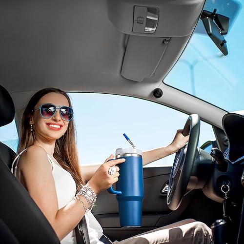 Miniatura 5 de Wobye Paquete de 6 pajitas de metal dobladas de 13 pulgadas con 6 puntas de silicona para vaso Stanley Quencher de 40 onzas, popote de acero