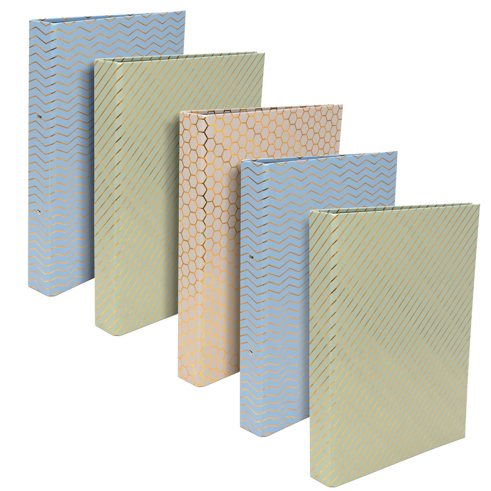 Pukka Pad Haze A4 Ringbinder Files – Box of 5 Ringbinders with O-Ring Mechanism – 3 Assorted Designs with Holographic Foil Details – Colours May Vary – Manufactured in the UK