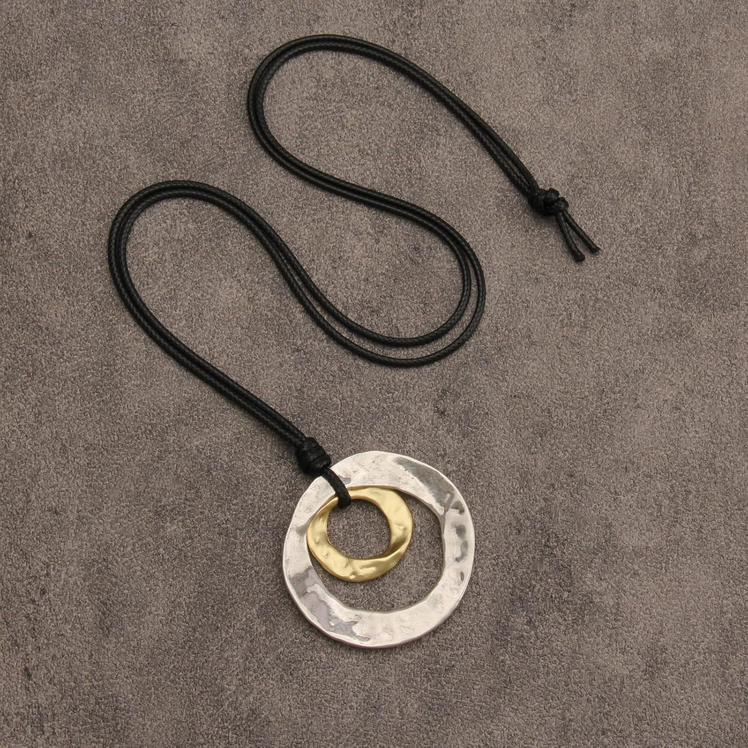 GelConnie Wooden Necklaces for Women Gold Leather Necklace Long Boho Layered Necklace Silver Hippie Choker Necklace Bohemian Jewelry for Women - Image 5