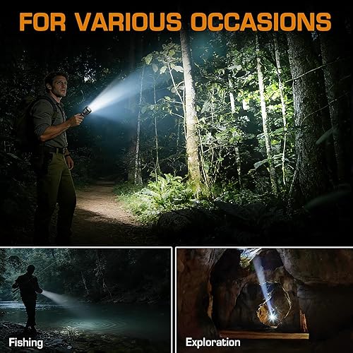 Miniatura 7 de EverBrite Linterna recargable de 5000 lúmenes altos, 5 modos de zoom táctico de alta potencia, proyector LED súper brillante para caza, senderismo