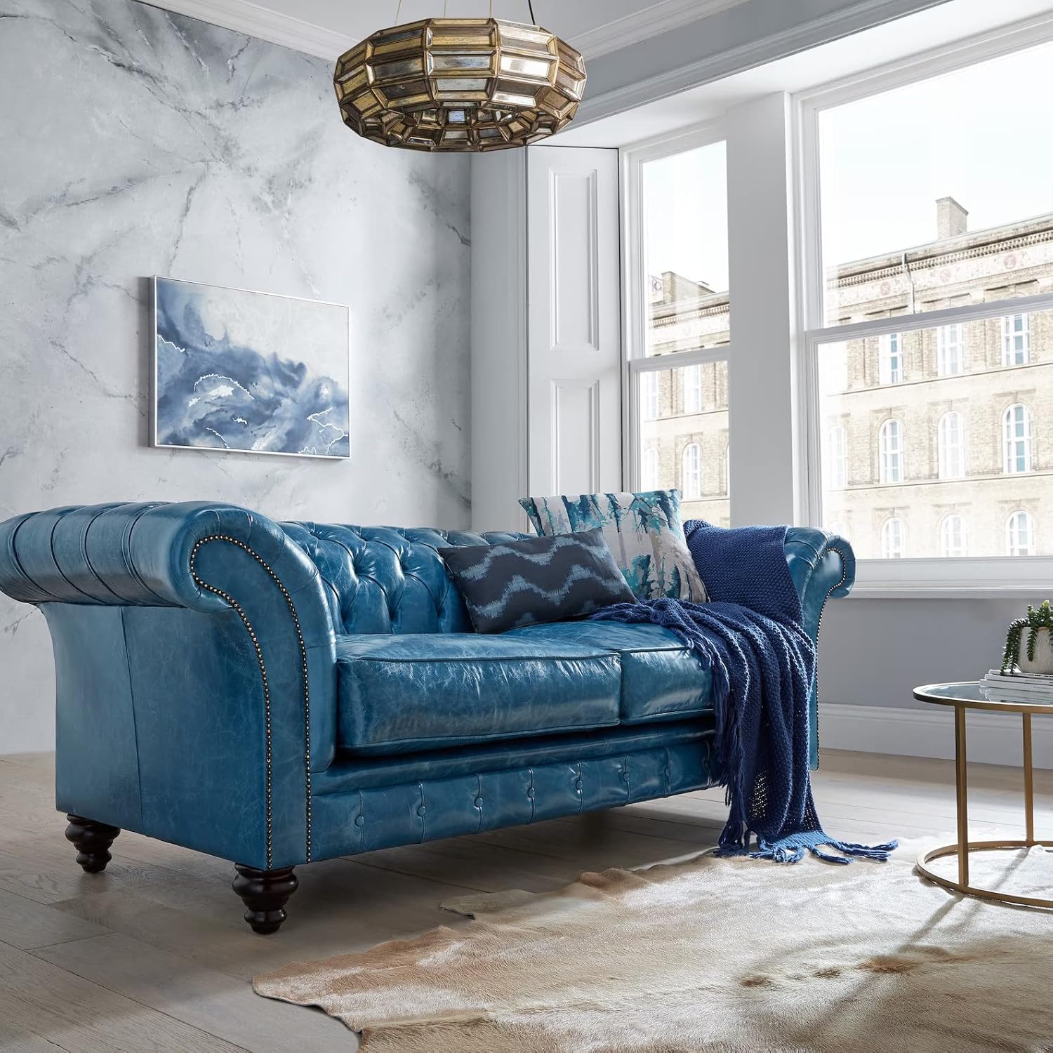 Leather's LandChesterfield Sofa in Luxurious Lustro Leather Genuine Italian Leather for Home